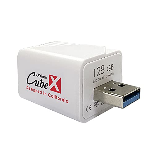PioData iXflash Cube 128GB USB Type A, Auto Backup Fotos & Videos für iPhone & iPadPhoto, Apple MFi Certified
