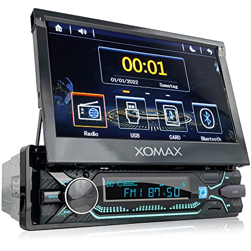 XOMAX XM-V747 Autoradio mit Mirrorlink für Android, Bluetooth Freisprecheinrichtung, 7 Zoll / 18cm Touchscreen Bildschirm, 7 Beleuchtungsfarben, FM, AUX, SD, USB, 1 DIN