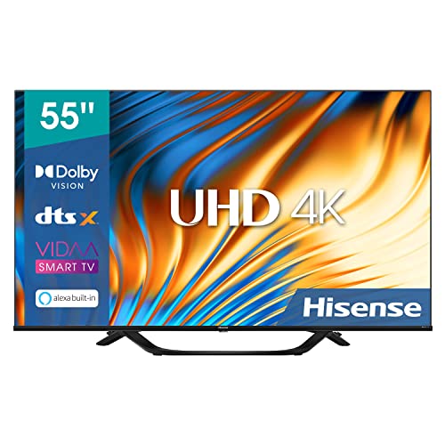 Hisense 55A67H 139cm (55 Zoll) Fernseher, 4K UHD, DLED, HDR10, HLG, Dolby Vision, DTS Virtual, Dolby Audio, 60Hz Panel, Bluetooth, Alexa Built-in, Hotel Mode, Schwarz [2022 ]