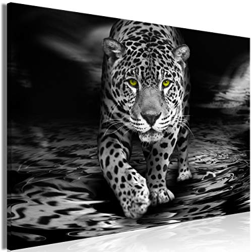 decomonkey Bilder Leopard 120x80 cm 1 Teilig Leinwandbilder Bild auf Leinwand Vlies Wandbild Kunstdruck Wanddeko Wand Wohnzimmer Wanddekoration Deko Tiere