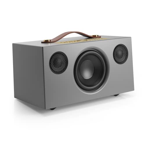 Audio Pro C5 MKII - Tragbarer Multiroom Lautsprecher mit Bluetooth & WiFi - Kabelloser Smart Speaker mit App-Steuerung für Air Play, Spotify Connect - Grau