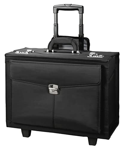 Alassio Trolley Pilotenkoffer Rocca II, Businesskoffer aus Mikrofaser, Handgepäck Aktentrolley mit 2 Rollen Koffer, 46 cm, 90 Liter, Schwarz