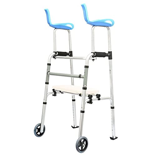 Rollator Walker Faltbare Gehhilfe mit Rädern für breite Gehhilfe bei älterem Schlaganfall, Hemiplegie, unterstützt die Rehabilitation Mobilitätshilfe Rollator aus Stahl