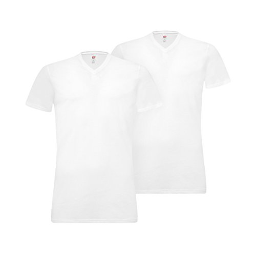4 er Pack Levis 200SF V-Neck T-Shirt Men Herren Unterhemd V-Ausschnitt, Bekleidungsgröße:M, Farbe:300 - white