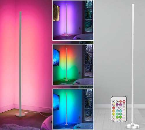 Northpoint LED Stehlampe Ecklampe mit Fernbedienung integriertem Soundsensor digitale RGBs + Warmweiß Farbeffekte Weiß