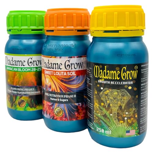 MADAME GROW / Growth Basic Kit/Nähren Sie Ihre Pflanzen während ihres gesamten Zyklus ohne größere Komplikationen/Basisprodukte für eine hervorragende Ernte (3 x 250 ml)