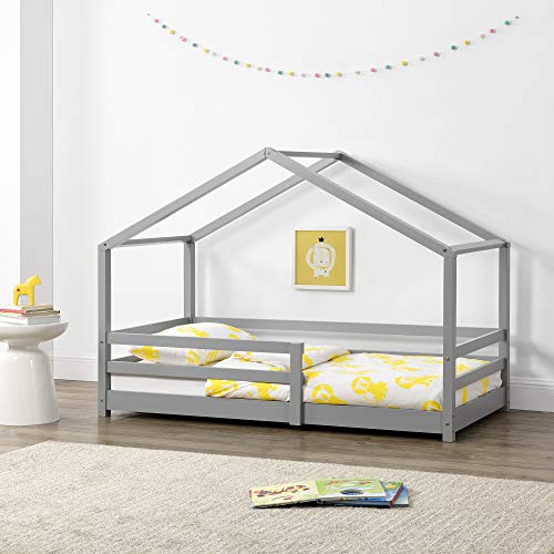 Kinderbett mit Rausfallschutz 80x160 cm Bettenhaus Hausbett Weiß