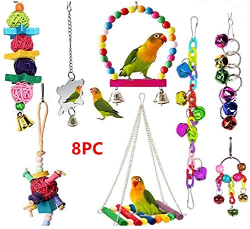 HALAWAKA Kauspielzeug für Papageien, bunte Schaukelbrücke, einfache Glockenschnur, Vogelspielzeug zum Aufhängen, Intelligenz-Bissspielzeug im Käfig, geeignet für eine Vielzahl von kleinen, mittelgroßen Papageien und Vögeln