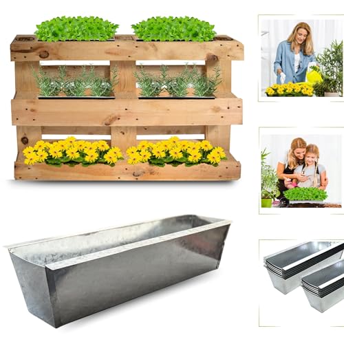Bada Bing 12er Set Pflanzschale für Palette Verzinktes Metall Blumenkasten Zink Einsatz für Europalette Deko Garten Trend 47