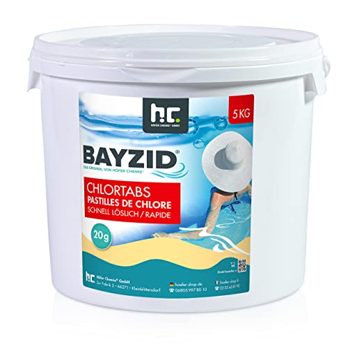 5 kg HOCHEFFEKTIVE Pool Chlor Tabletten 20g BAYZID schnell löslich mit 56% Aktivchlorgehalt für Pool & Schwimmbad von Höfer Chemie