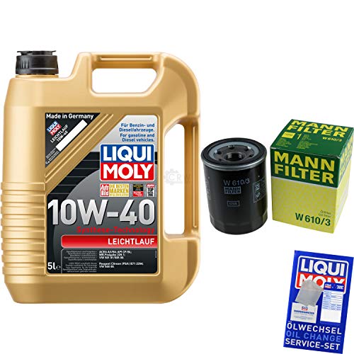 Filter Set Inspektionspaket 5 Liter Liqui Moly Motoröl Leichtlauf 10W-40 MANN-FILTER Ölfilter