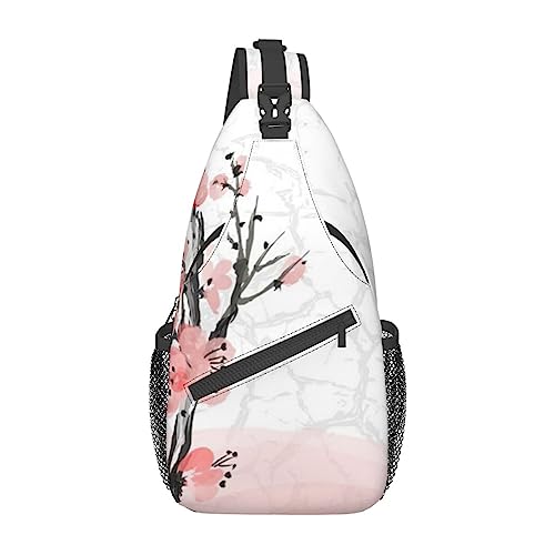 Schulterrucksack mit rosa Kirsch-Blumenmuster, leicht, faltbar, Umhängetasche, wasserabweisend, für den täglichen Gebrauch, Schwarz , Einheitsgröße