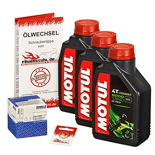 Motul 10W-40 Öl + Mahle Ölfilter für Suzuki SV 650 /S, 99-10, AV BY - Ölwechselset inkl. Motoröl, Filter, Dichtring