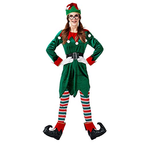 YOUJIAA Herren Damen Weihnachtself Kostüm Erwachsene Elfen Kostüme für Xmas Karneval Cosplay (Stil 2, CN XL)