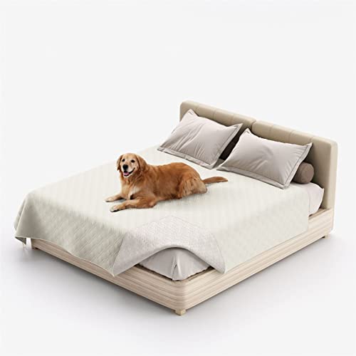 HOMDECR wasserdichte Hundedecke Für Couch, Waschbare Haustier-Couch-Abdeckung, rutschfeste Bettsofa-Möbelschutzmatte (96x82 Inch,White)