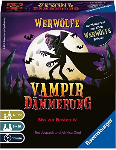 Ravensburger 26003 - Werwölfe - Vampirdämmerung, Gesellschaftsspiel für 3-10 Spieler, Actionsspiel ab 12 Jahre, Spielereihe