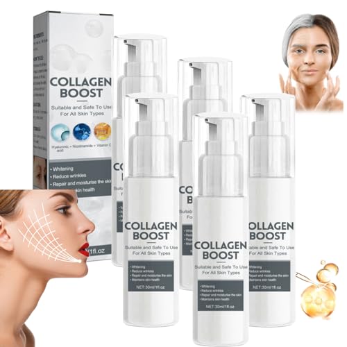 30ml Advanced Collagen Boost Anti-Aging Face Serum, Collagen Boost Anti-Aging Serum, Collagen Anti-Wrinkle Cream, for Tightening Sagging Skin Reduce Fine Lines, for All Skin Tye (5pcs)