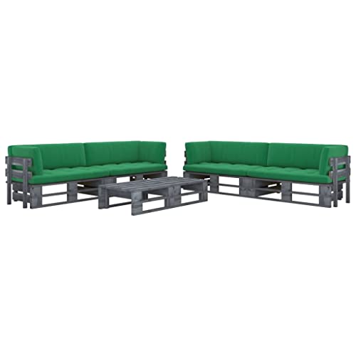 BUKSCYJS GartenstüHle,Lounge GartenmöBel Set,BalkonmöBel Set6-Tlg. Paletten-Lounge-Set Mit Kissen Grau Kiefer ImpräGniertgeeignet FüR Garten, Terrasse, Wohnzimmer, BüRo, Outdoor