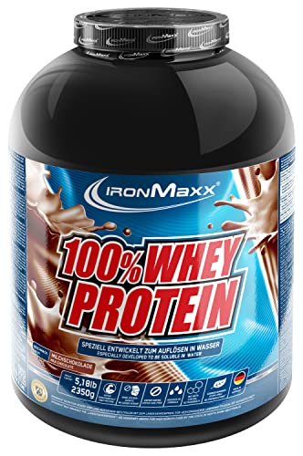 IronMaxx 100 Prozent Whey Protein Pulver Molke wasserlöslich, Geschmack Milchschokolade, 2,35 kg Dose (1er Pack)