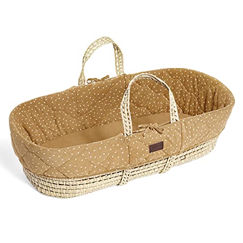 The Little Green Sheep Natural Quilted Moses Basket & Mattress - Honey Rice,FN010I