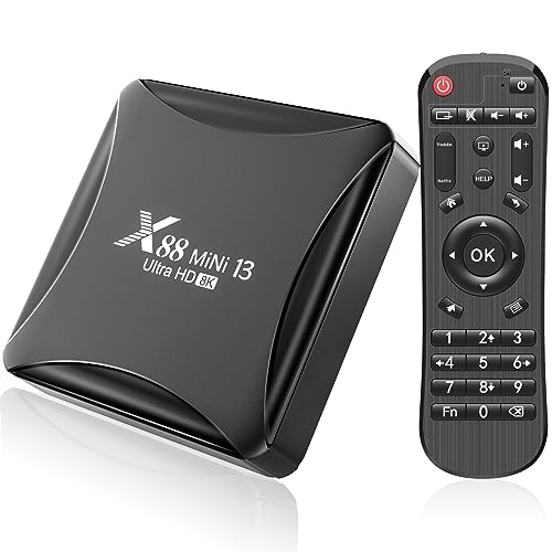 Android 13.0 TV Box, X13 Mini 4GB RAM 32GB ROM RK3528 Quad-Core 64bit Cortex-A53 Support 2.4/5.0GHz dual-Band Wi-Fi BT5.0 10/100M Ethernet HDMI 2.0 Smart TV Box