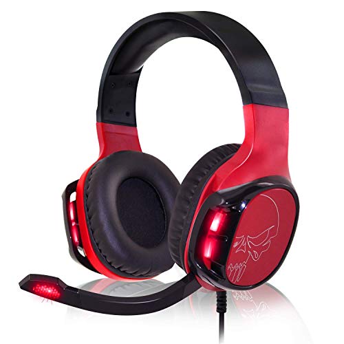 SPIRIT OF GAMER - ELITE-H60 - Rotes Audio Pro Gamer Headset - Simultanleder - Mikrofon - Rote LED Hintergrundbeleuchtung für Kopfhörer - Multiplattform-PC / PS4 / XBOX ONE