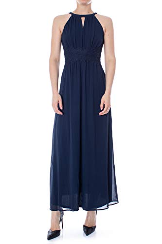 Vila Clothes Damen Vimilina Halterneck Maxi Dress-Noos Kleid, Blau (Total Eclipse), 42