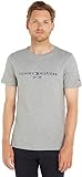 Tommy Hilfiger Herren T-Shirt Kurzarm Core Tommy Logo Rundhalsausschnitt, Grau (Cloud Heather), XXL