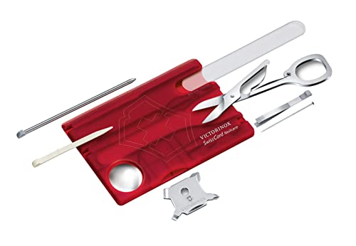 Victorinox Taschenmesser Swiss Card (Nailcare, 13 Funktionen, Nagelfeile, Schere) rot transparent