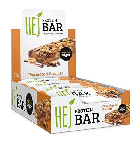 HEJ Bar | High Protein Eiweißriegel Snack | Chocolate Peanuts - 12 x 60 g