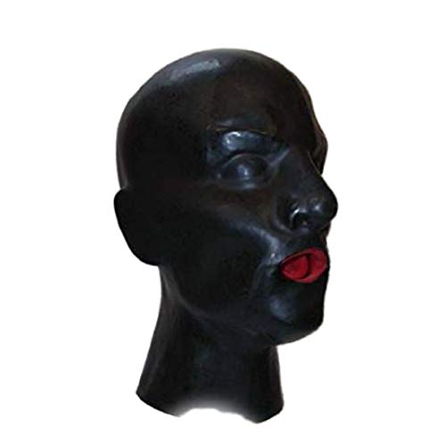 Latex Maske Men Mundstück und Nasenröhrchen Schwarz 0,4 mm Size:one size