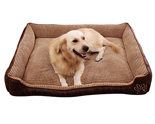 Weiches Luxus Hundebett mit Abnehmbarem Kissen Wasserdicht Kortex Haustierbett für Haustier in Verschiedenen Größen Braun XXL