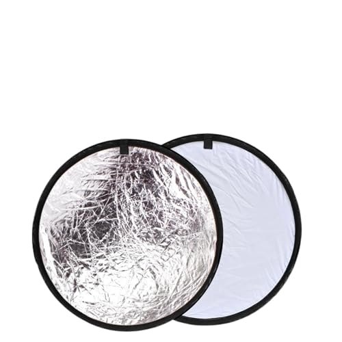 2-in-1-Reflektor, rund, 30 cm, weiß und silberfarben, zusammenklappbar, tragbare Multi-Disc-Lichtscheibe for Fotografie Reflector