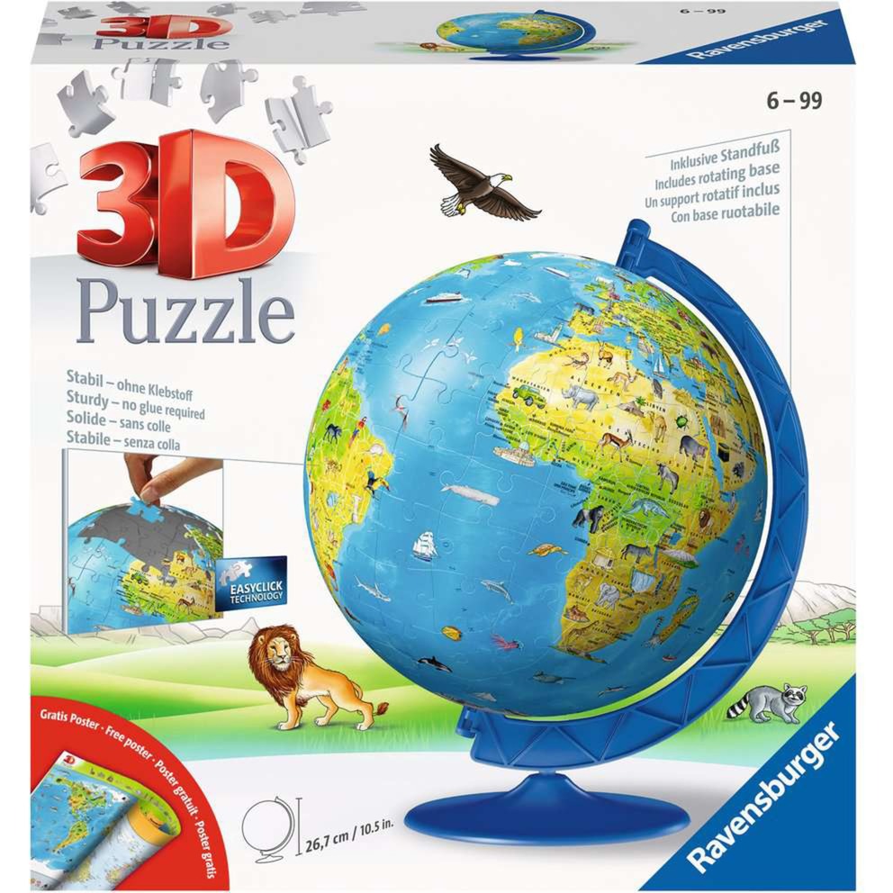 Ravensburger 3D-Puzzle "Kinderglobus in deutscher Sprache" 180 Teile