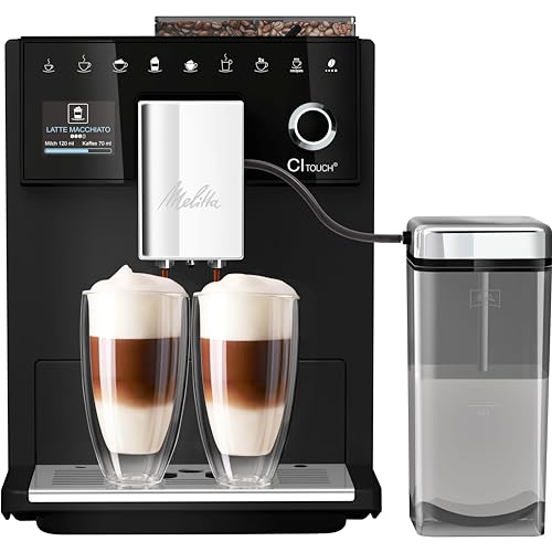 Melitta CI Touch - Kaffeevollautomat - mit Milchsystem - Zweikammer Bohnenbehälter - One Touch Display - 4-stufig einstellbare Kaffeestärke - Frosted black (F630-112)