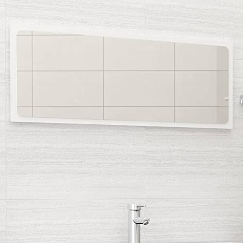 ZQQLVOO Wandspiegel für das Badezimmer Dekorative Wandspiegel Badspiegel Hochglanz-Weiß 100x1.5x37 cm Holzwerkstoff für Bad, Küche, Wohnzimmer oder Schlafzimmer
