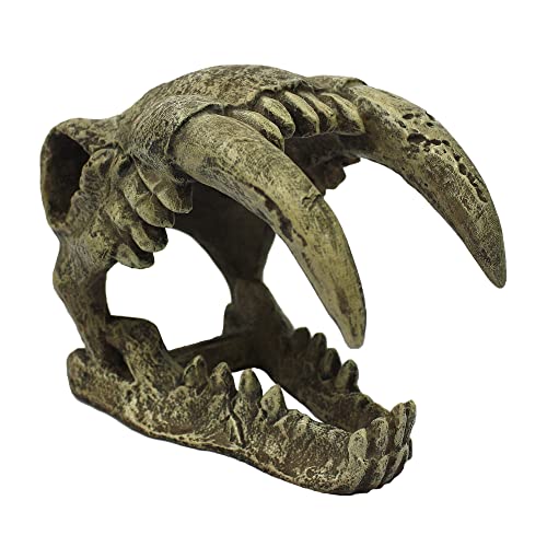 Komodo Reptilien-Terrarium, realistisch, großer Säbelzahn, Totenkopf-Ornament, Dekoration, leicht zu reinigen unter Wasser, Aquarium oder trockene Lebensräume, Dekorationszubehör, 13 x 78,7 x 9,9 cm
