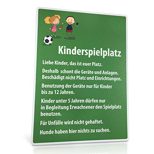 Betriebsausstattung24 Spielplatzschild Kinderspielplatz | Vandalismus geschützt - Anti-Sticker-Beschichtung | Aluminium | 48,0 x 66,0 cm | 2 mm (Kinderspielplatz - mit Infotext)