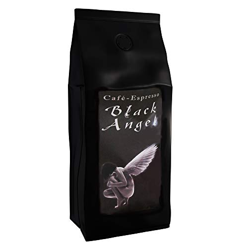 Espresso Kaffeebohnen "Black Angel" Kaffeebohnen - Stark Geröstet (Gemahlen,1000 g)- Spitzenkaffee - Säurearm - Frisch Geröstet