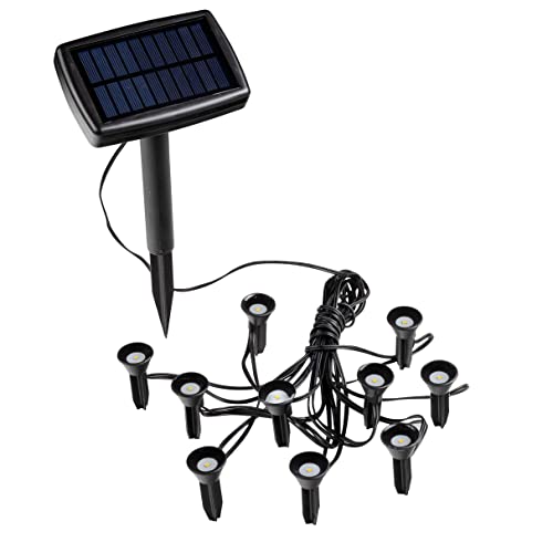 LED Solar Pflanzenstrahler klein - 10er Set - Mini Solarleuchten mit Erdspieß - Garten Balkon Terrasse Deko Beleuchtung Blumen Strahler warm weiß