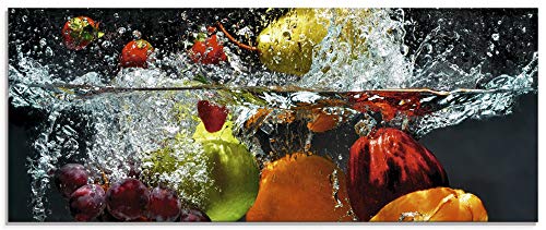 Artland Qualitätsbilder I Glasbild Küche Wandbild Deko Glas Bilder Größe 125x50 cm Genuss Obst Foto Bunt D1GJ Frisches Obst im Wasser