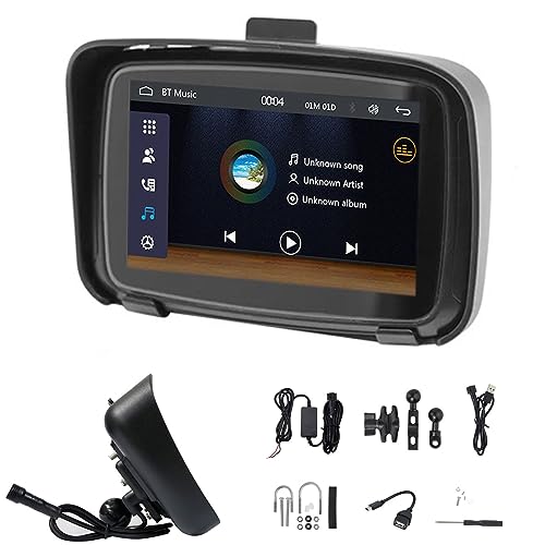 12,7 cm (5 Zoll) Motorrad GPS-Navigator // Level 7 Wasserdicht/Sat Nav/Dual Bluetooth/Wireless Carplay/Android Auto/Touchscreen IPS/Mobile Screen Projektion/WiFi 5G BT EQ MP3 Player
