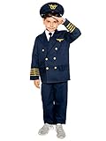 Maskworld Realistisches Piloten Kinder-Kostüm - Verkleidung Uniform Anzug für kleine Flugzeugführer - Karneval Fasching & Halloween - Größe 116