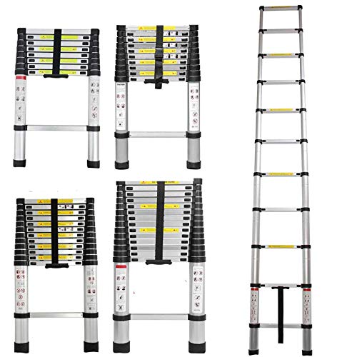 3,8M Teleskopleiter Alu-Klappleiter Rutschfester Klappleiter Stehleiter Ausziehbare Robust Stehleiter,150 kg/330 Pfund Belastbarkeit