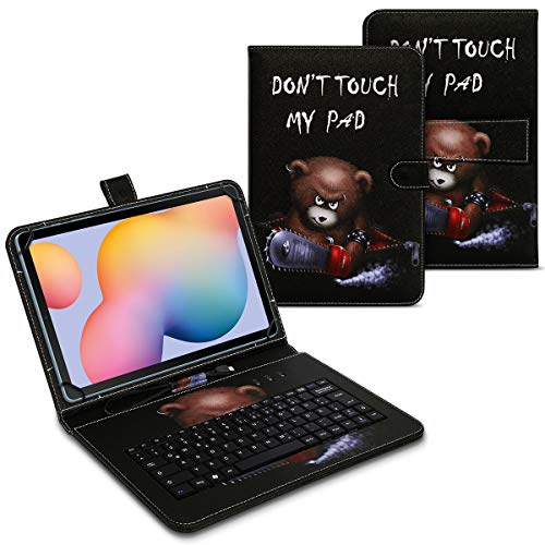 UC-Express Tasche kompatibel für Samsung Galaxy Tab S6 Lite Hülle Keyboard Case Tastatur QWERTZ Standfunktion USB, Farben:Motiv 5