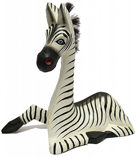 Woru Holz-Zebra Deko-Zebra in 3 Größen erhältlich, sitzend, Tier-Deko-Figur (30 cm)