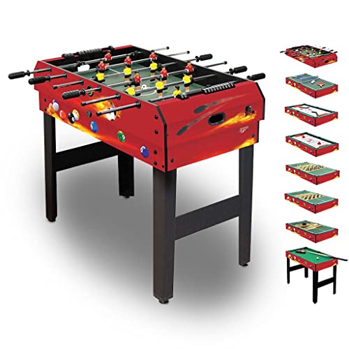 Carromco Multifunktionstisch FIRE-XT - 8in1 Multigame Table, Spieletisch mit Airhockey, Billard, Tischtennis, etc. rot, 92x51x78