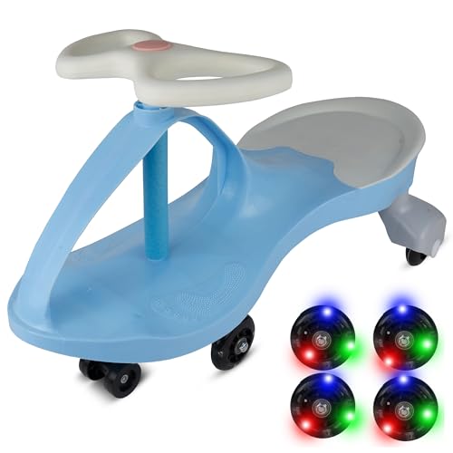MalPlay Rutschauto mit Leuchtende LED-Räder, Wackelauto für Kinder ab 2 Jahren, Blau