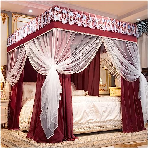 IisrAr Betthimmel mit Moskitonetz für Schlafzimmer, verdunkelnd, staubdicht, dekorativer Betthimmel für Schlafzimmer, 4-poliger Bettvorhang (Größe: 120 x 200 x 200 cm)