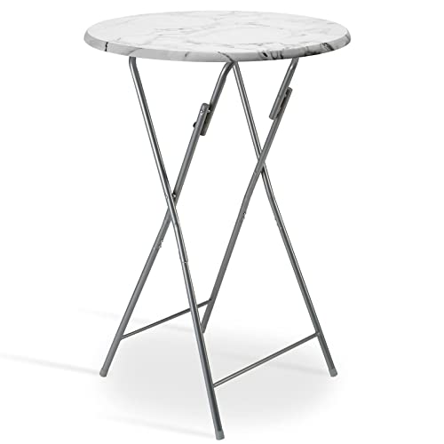 Casaria Stehtisch Klappbar 60 x 110 cm Klapptisch Gartentisch Partytisch Bistrotisch Tisch Metall MDF Weiß Marmor Optik